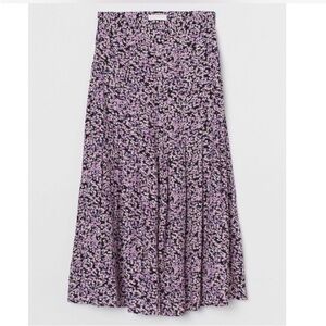 H&M Multi Floral High Rise Midi Skirt Size 8
